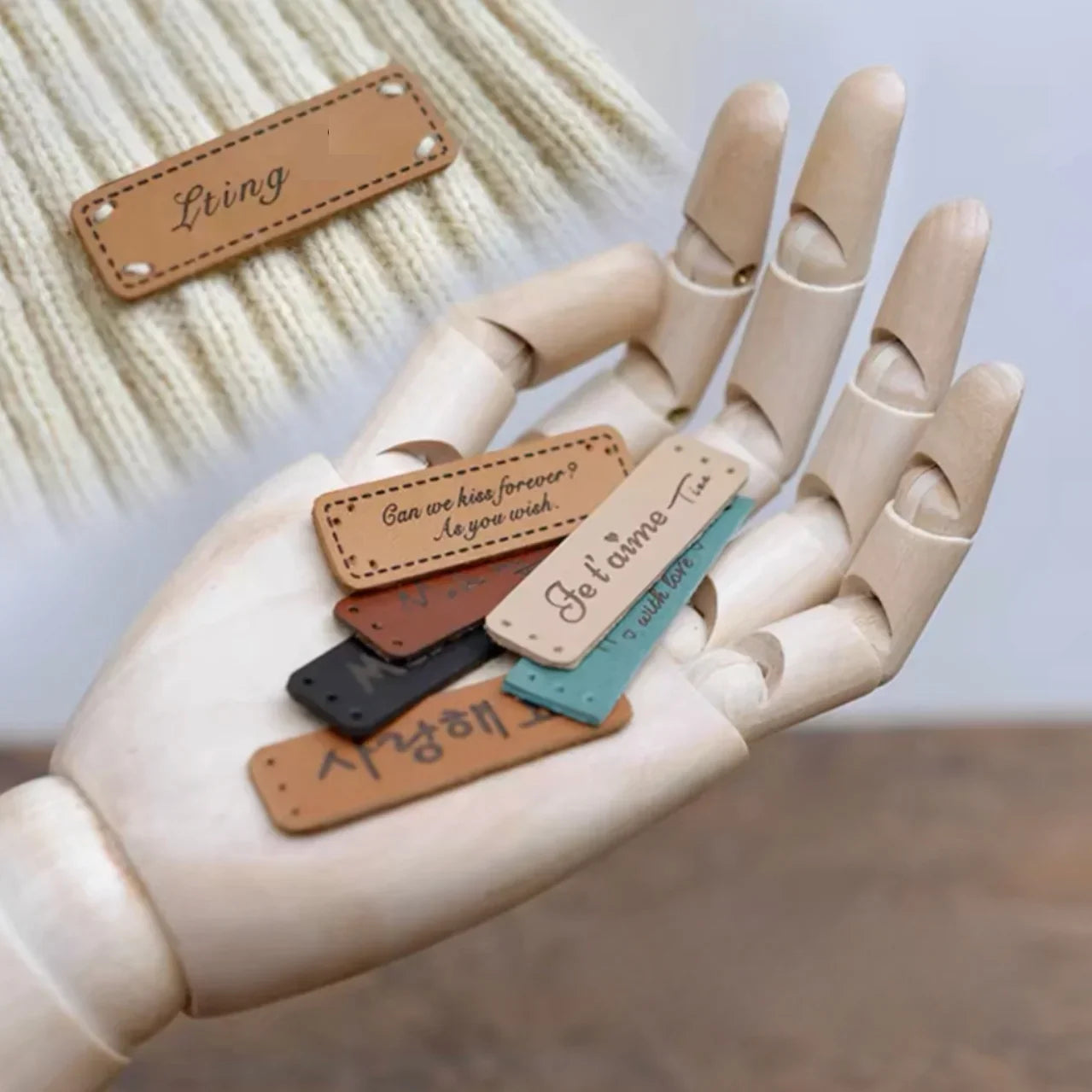 benutzerdefiniertes Lederetikett für Taschen