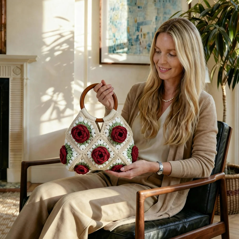 1980 Rose Handbag Crochet DIY KIT