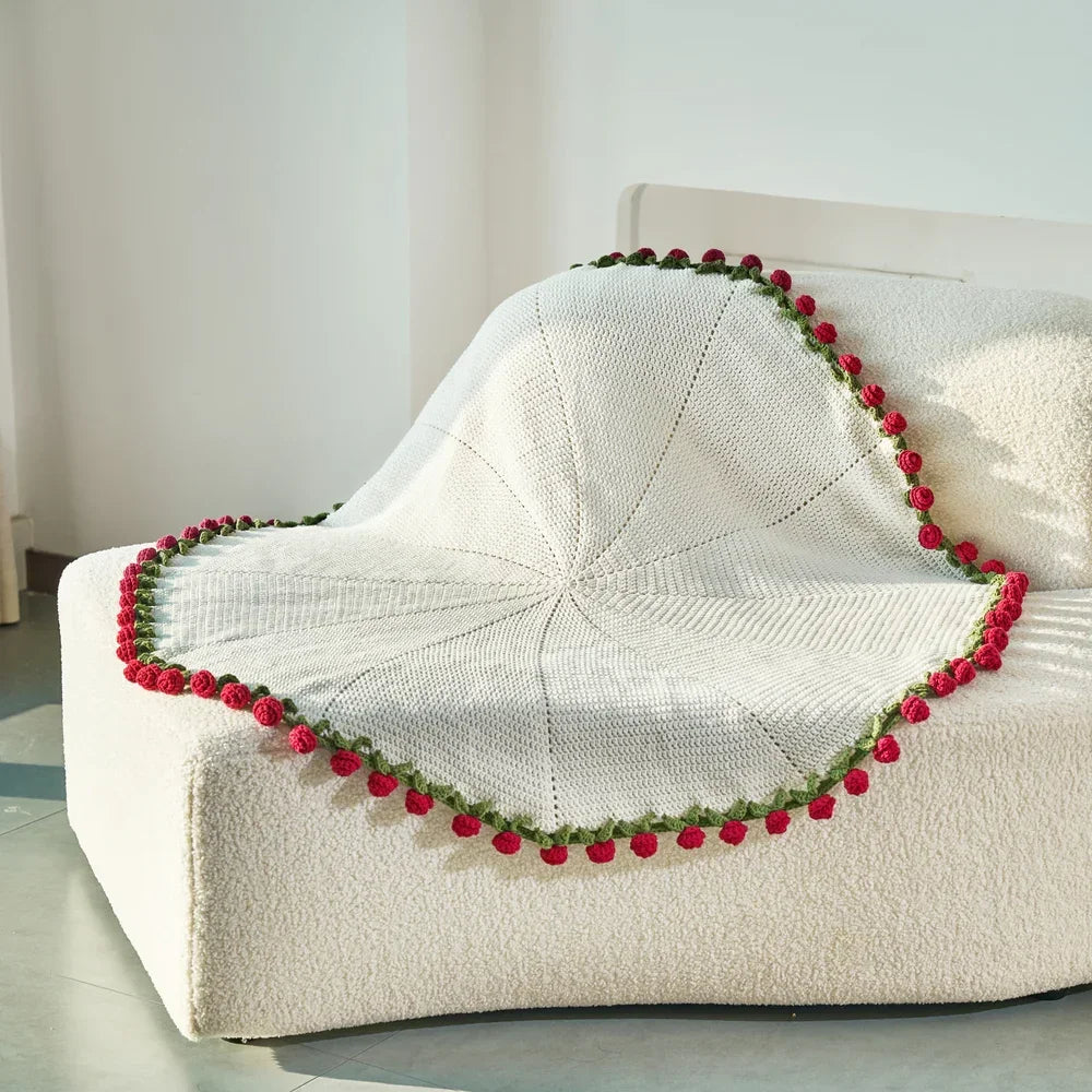 Kit de bricolage pour couverture avec bouquet de roses CrochetPark™ 1980