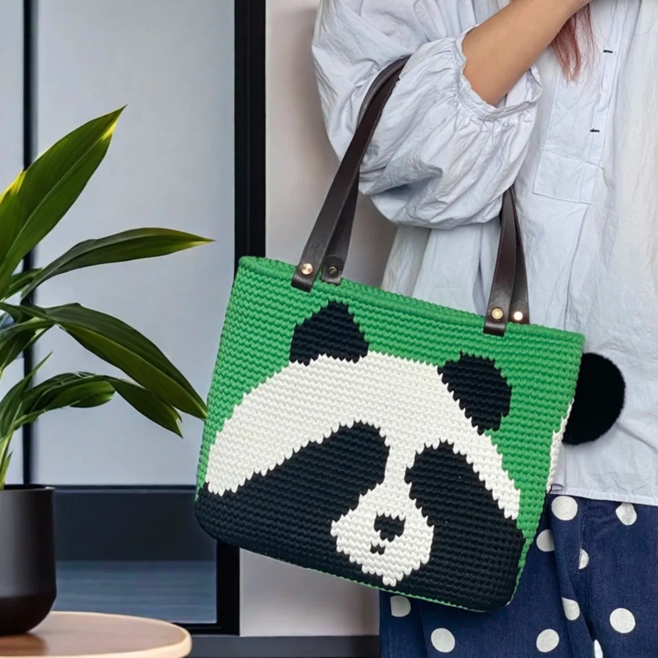 Häkelset für Tragetaschen mit dickem Panda