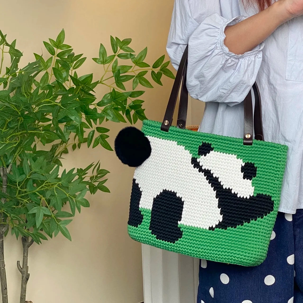 Häkelset für Tragetaschen mit dickem Panda