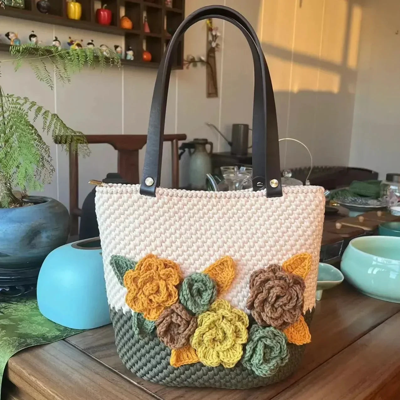 CrochetPark™ PetalBloom Häkel-Schultertaschen-Set