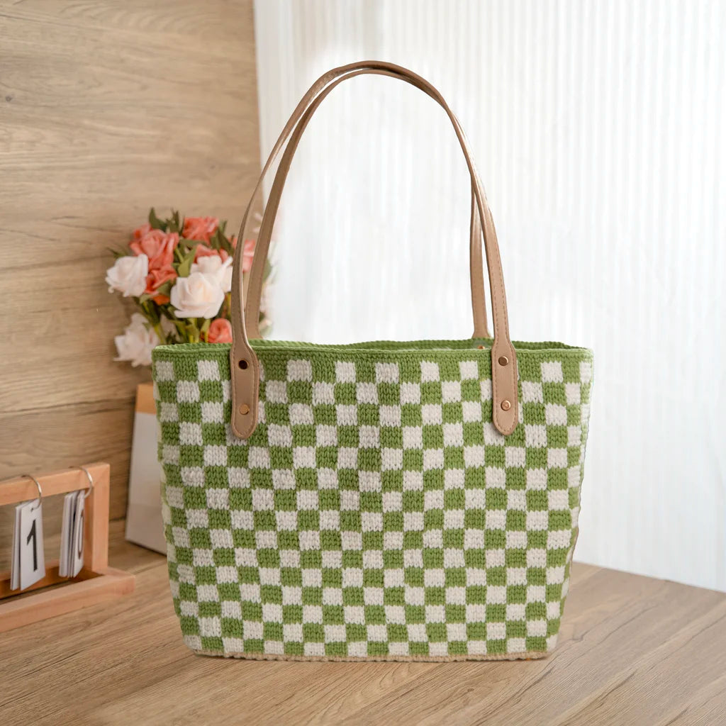 CrochetPark™ Checkerboard Tote DIY Häkelset