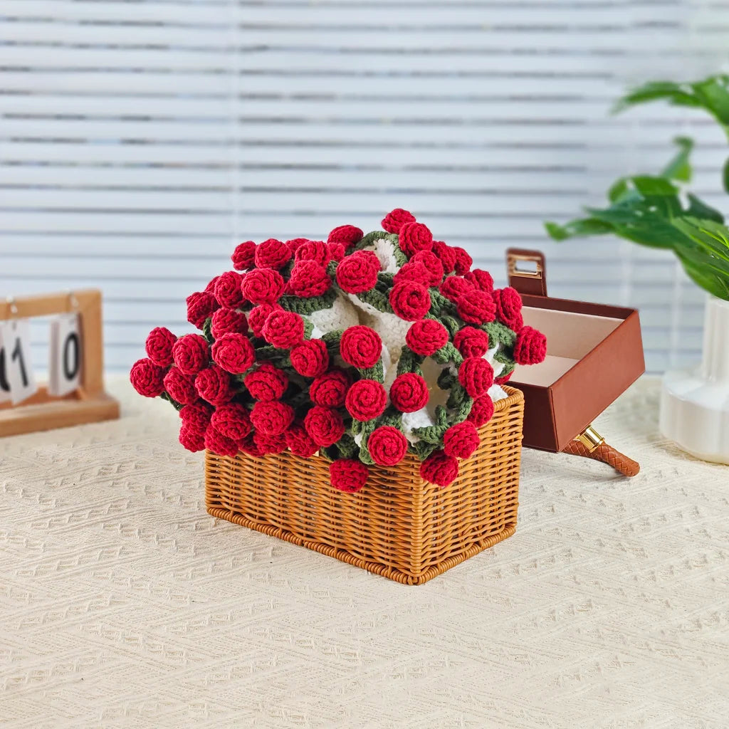CrochetPark™ 1980 Rosenstrauß-Decke DIY-Kit