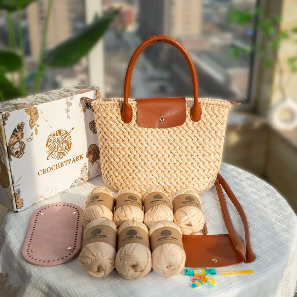 CrochetPark™ Croissant crochet Shoulder Tote Kit