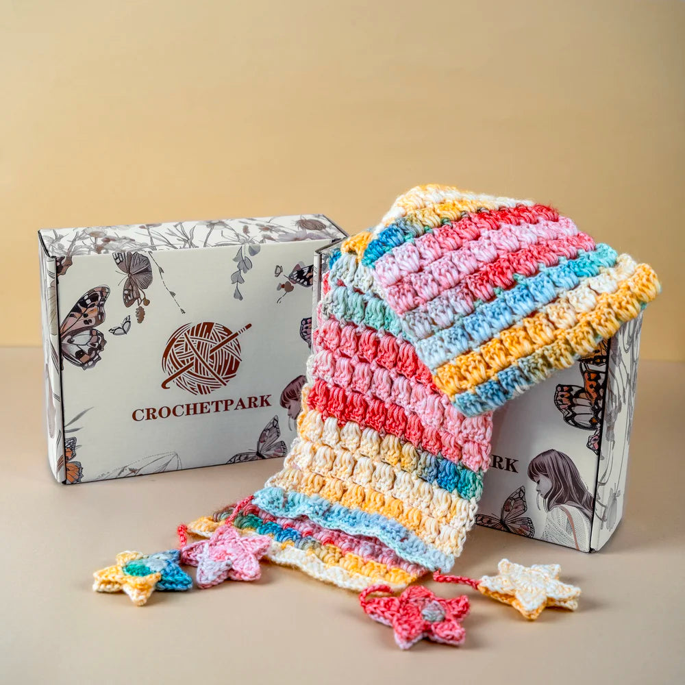 CrochetPark™ Rainbow Dream Crochet Scarf DIY Kit