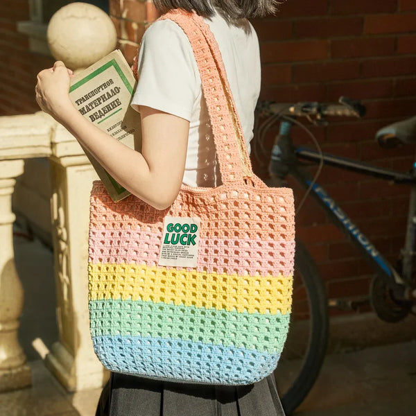 Rainbow Waffle Tote crochet kit